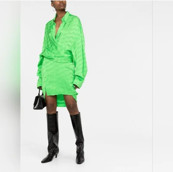 emily in paris green dress Balenciaga Emerald Green Crochet Dress, 2017 – Basha Gold main image 0